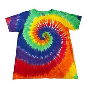 Rainbow Tie-Dye T-Shirt Large 100% Cotton Rainbow Spiral